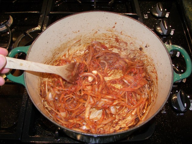 Combining The Onions and Tomato-Anchovy Paste